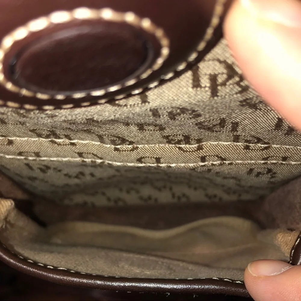 DOONEY BOURKE Signature Logo Canvas & Brown Leather Briefcase Messenger Bag
